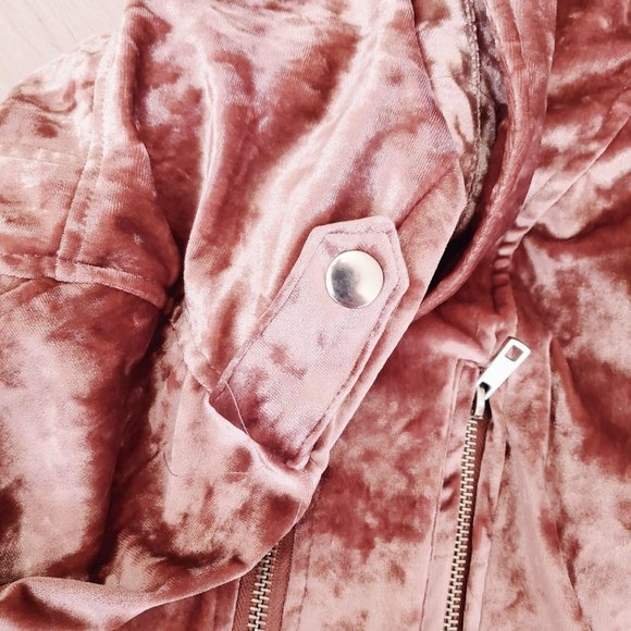 New Urban Retro Pink Velour Bomber Jacket Silk Sma - Picture 5 of 10